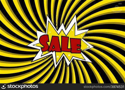 SALE Comic sound effects in pop art style. Burst best graphic effect with label and text in retro style. Vector illustration. SALE Comic sound effects in pop art style.