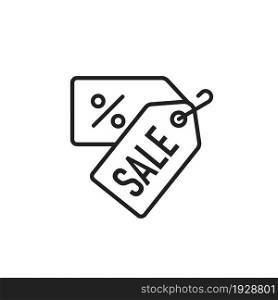 Sale coupon symbol, discount icon. label line simple sign. Shop ticket illustration in vector flat style.