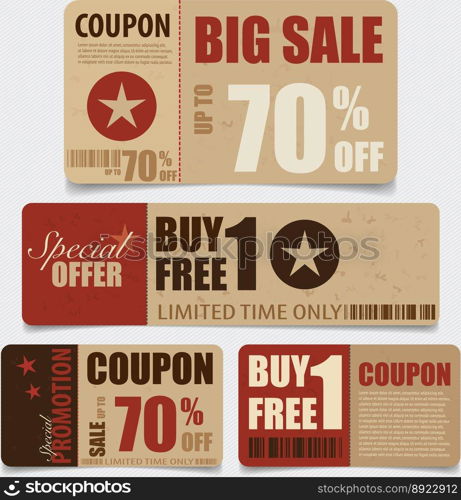 Sale coupon voucher tag vintage style template vector image