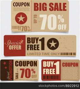 Sale coupon voucher tag vintage style template vector image