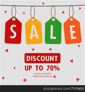 Sale Discount special offer weekend , tag promotion sign symbol , vector illustration