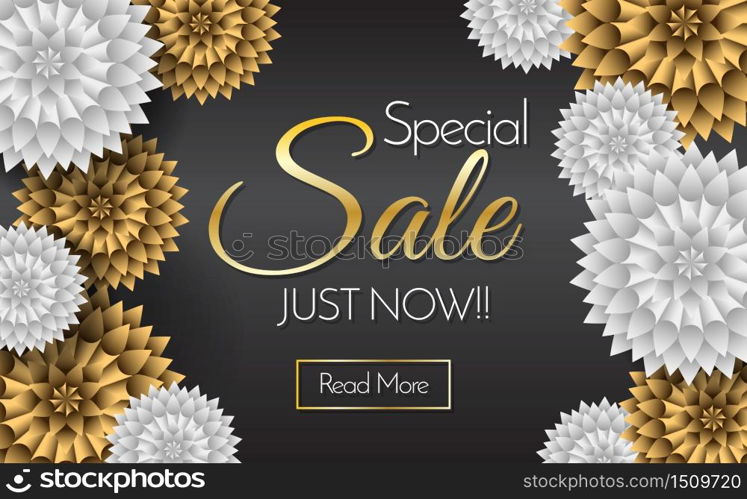 Sale Flowers Vector background for banner, poster, flyer