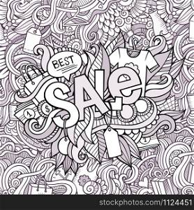 Sale hand lettering and doodles elements background. Vector illustration. Sale hand lettering and doodles elements background.