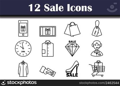 Sale Icon Set. Bold outline design with editable stroke width. Vector Illustration.