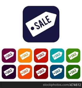 Sale icons set vector illustration in flat style In colors red, blue, green and other. Sale icons set