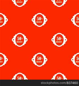 Sale label 50 percent off discount pattern repeat seamless in orange color for any design. Vector geometric illustration. Sale label 50 percent off discount pattern seamless