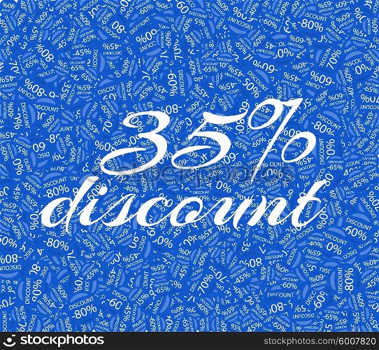 Sale labels background, end-of-season sale, discount tags percent text. Best discounts background with percent discount pattern. Blue sale background. Sale banner. Percent with numbers 35