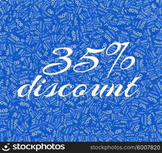 Sale labels background, end-of-season sale, discount tags percent text. Best discounts background with percent discount pattern. Blue sale background. Sale banner. Percent with numbers 35