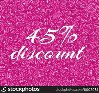 Sale labels background, end-of-season sale, discount tags percent text. Best discounts background with percent discount pattern. Red sale background. Sale banner. Percent with numbers 45