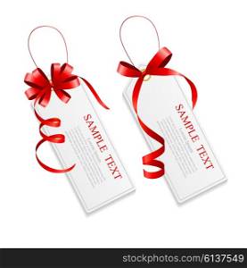 Sale Labels Set with Red Bow and Ribbon . Vector Illustration. EPS10. Sale Labels Set with Red Bow and Ribbon . Vector Illustration