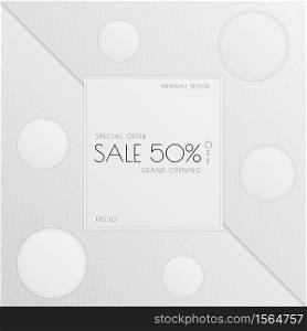 Sale minimal banner circle frame for showcase design white color style. vector illustration.