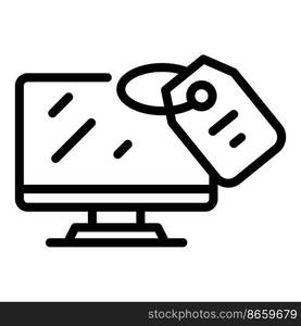 Sale online monitor icon outline vector. Store computer. Shop retail. Sale online monitor icon outline vector. Store computer