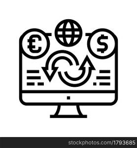 sale or purchase of foreign currency line icon vector. sale or purchase of foreign currency sign. isolated contour symbol black illustration. sale or purchase of foreign currency line icon vector illustration