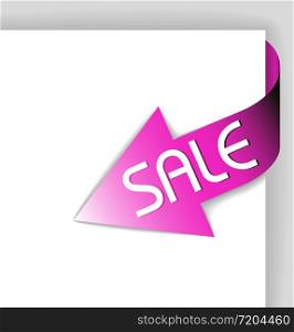Sale pink corner ribbon - arrow pointing at the item in sale