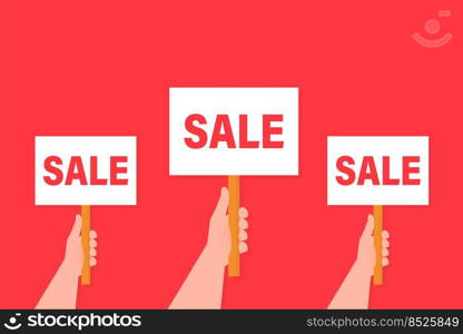 Sale placard hand, great design for any purposes. Background vector illustration. Web design. Sale placard hand, great design for any purposes. Background vector illustration. Web design.