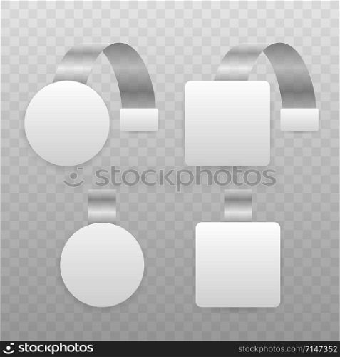 Sale Point Tag. White Clear Round And Square Supermarket Shelf Wobbler Label. Vector stock illustration. Sale Point Tag. White Clear Round And Square Supermarket Shelf Wobbler Label. Vector stock illustration.