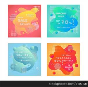 Sale poster fluid modern style promotion discount price and colorful concept with space for your text. vector illustration