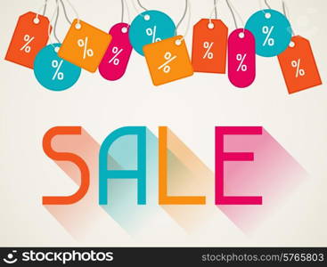 Sale poster with price labels in flat design style.