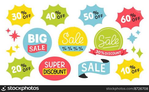Sale promotion set 10  off, 20  off, 30  off etc. Promotion poster template super sale vector illustration
