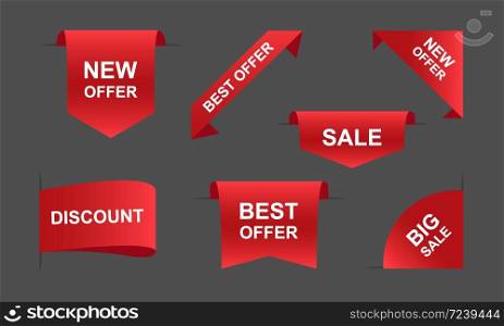 Sale ribbons banners in red Vector illustration EPS 10. Sale ribbons banners in red. Vector illustration EPS 10