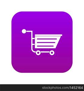 Sale shopping cart icon digital purple for any design isolated on white vector illustration. Sale shopping cart icon digital purple