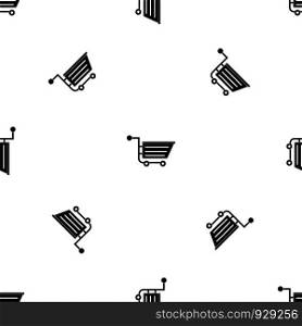 Sale shopping cart pattern repeat seamless in black color for any design. Vector geometric illustration. Sale shopping cart pattern seamless black