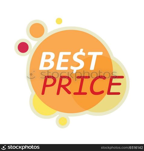 Sale sticker vector illustration. Flat style. Round bright sticker with best price text. For store goods sales and discounts advertising. Product label design. Black friday. On white background. Sale Sticker Vector Illustration in Flat Design. Sale Sticker Vector Illustration in Flat Design