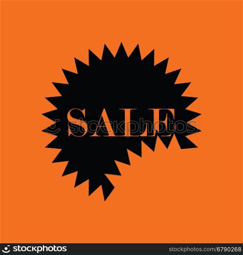 Sale tag icon. Orange background with black. Vector illustration.