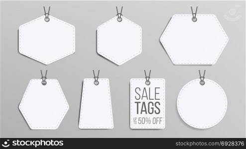 Sale Tags Blank Vector. White Empty Shopping Discounts Stickers. Template Discount Banners Set. Promotion Illustration. Sale Tags Blank Vector. White Empty Shopping Discounts Stickers. Template Discount Banners Set.