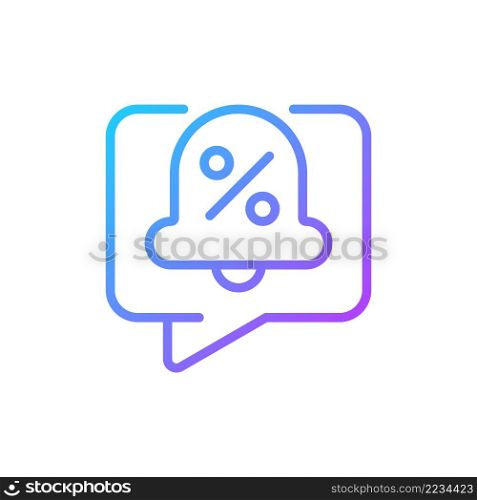 Sales and discount notifications gradient linear vector icon. Online shopping. Internet mailing. Price reduction.Thin line color symbol. Modern style pictogram. Vector isolated outline drawing. Sales and discount notifications gradient linear vector icon