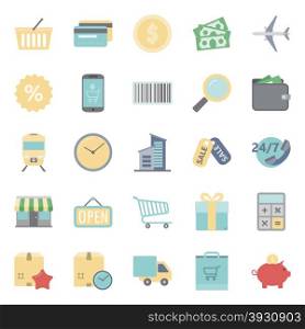 Sales and shopping flat icons set graphic illustration. Sales and shopping flat icons set
