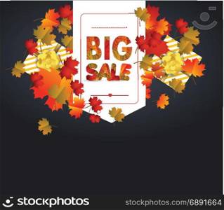 Sales banner with autumn leaves