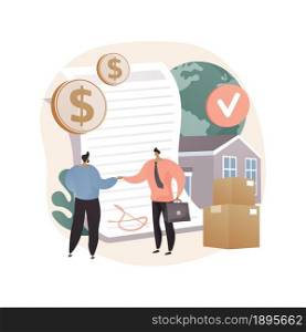 Sales contract terms abstract concept vector illustration. Contract price, delivery terms, payment, business agreement, buyer and seller, property rent and lease, partnership abstract metaphor.. Sales contract terms abstract concept vector illustration.