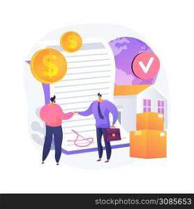 Sales contract terms abstract concept vector illustration. Contract price, delivery terms, payment, business agreement, buyer and seller, property rent and lease, partnership abstract metaphor.. Sales contract terms abstract concept vector illustration.