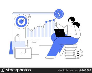 Sales growth abstract concept vector illustration. Profit plan, client database growth, sales manager, promotion method, marketing goal, salesman achievement, rate formula abstract metaphor.. Sales growth abstract concept vector illustration.