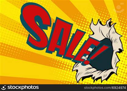 sales hole, the business background of season discounts. Pop art retro vector illustration. sales hole, the business background of season discounts