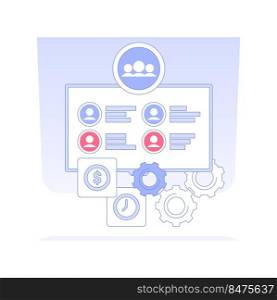 Sales leaderboard isolated concept vector illustration. Control of sales of employees using software and modern technologies, human resources, headhunting agency, pursue career vector concept.. Sales leaderboard isolated concept vector illustration.