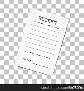 Sales printed receipt.Template for bank, cafe or restaurant paper financial check,  vector illustration. Sales printed receipt.Template