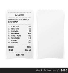 Sales Printed Receipt White Empty Paper Template Vector. Sales Printed Receipt White Empty Paper Template Vector illustration