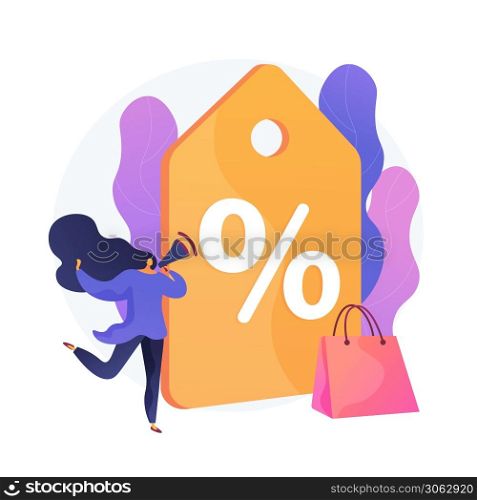 Sales promotion cartoon web icon. Marketing strategy, rebate advertising, discount offer. Low price idea. Clearance sale, customer attraction. Vector isolated concept metaphor illustration. Promotional mix vector concept metaphor