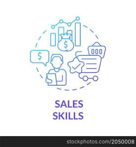 Sales skills blue gradient concept icon. Distribution business profit. Sales management strategy achievement abstract idea thin line illustration. Vector isolated outline color drawing. Sales skills blue gradient concept icon
