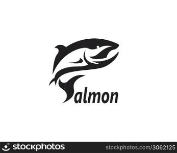 Salmon fish logo design vector on white background