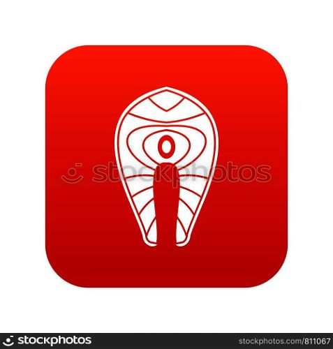 Salmon steak icon digital red for any design isolated on white vector illustration. Salmon steak icon digital red