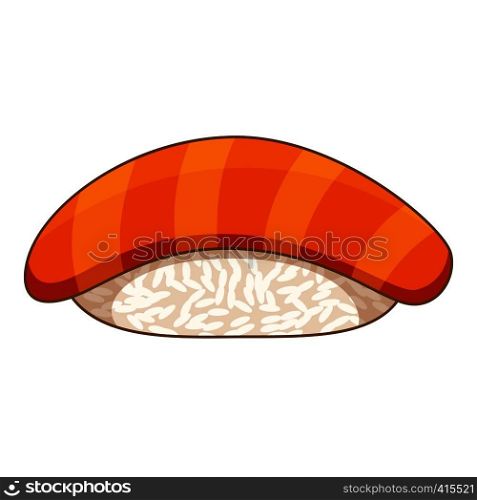 Salmon sushi icon. Cartoon illustration of salmon sushi vector icon for web. Salmon sushi icon, cartoon style