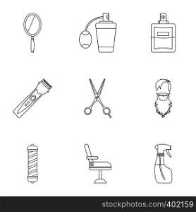 Salon icons set. Outline illustration of 9 salon vector icons for web. Salon icons set, outline style