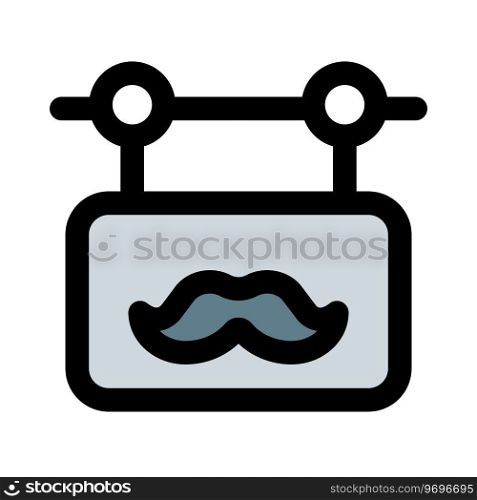 Salon sign board with a mustache logotype isolated on a white background