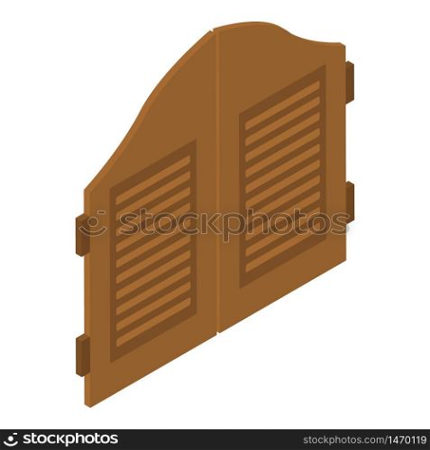 Saloon doors icon. Isometric of saloon doors vector icon for web design isolated on white background. Saloon doors icon, isometric style