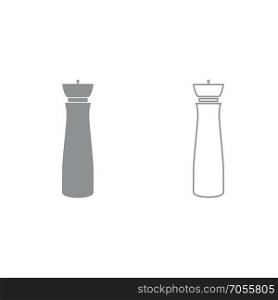 Salt and pepper mill grey set icon .