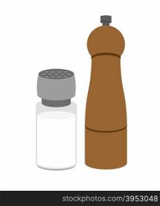 Salt and pepper shakers. On a white background. Vector illustration