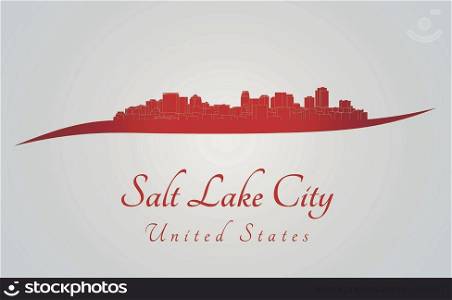 Salt Lake City skyline in red and gray background in editable vector file